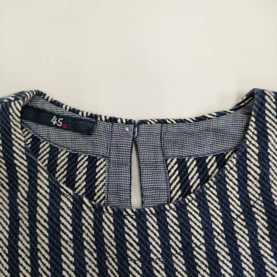 【値下げ】美品✨45R カルゼヒッコリー プルメリア刺繍ワンピース 45R 45R/45rpm カルゼヒッコリープルメリア刺繍ワンピース 定