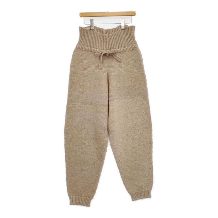 fofofofa HARVEST KNIT PANTS 定価38500円 ウール アルパカ モヘヤ シルク ニット パンツ ベージュ レディース【中古】5-1011T♪ fofofofa HARVEST KNIT PANTS 定価38500円 ウール アルパカ モヘヤ