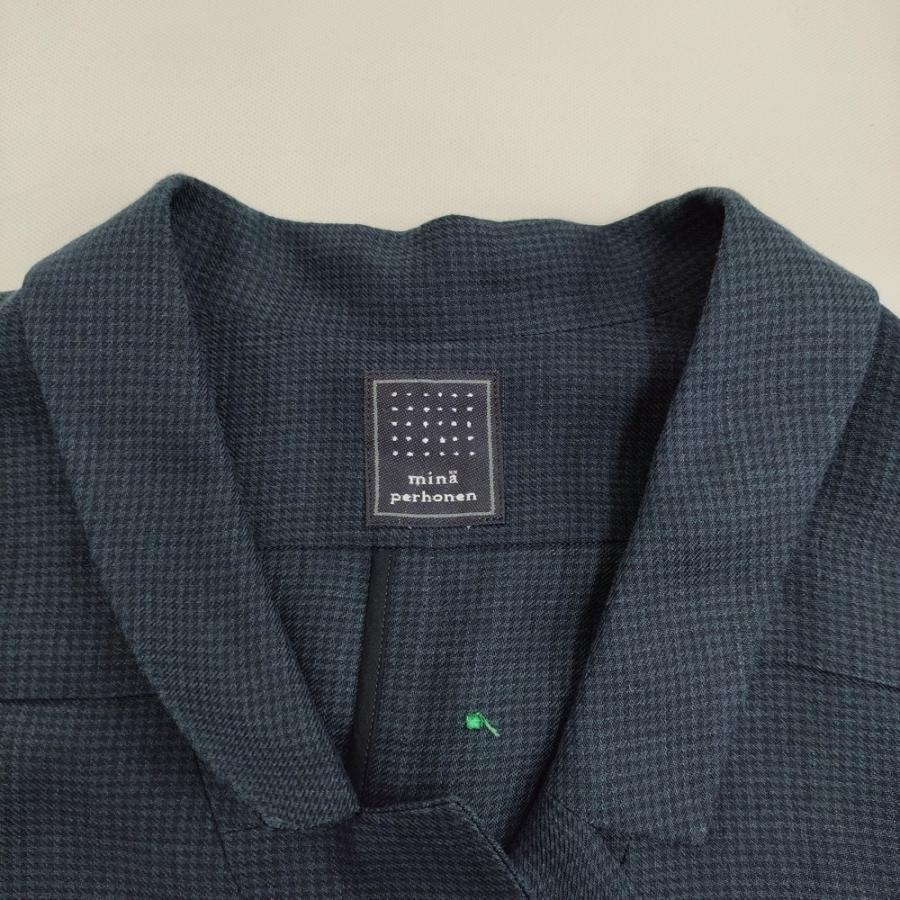 mina perhonen sunny hole リネン コート ワンピースコート abs3971 コート 23SS グリーン ネイビー レディース ミナペルホネン【中古】5-1014M♪ mina perhonen（ミナペルホネン） mina perhonen sunny hole リネン