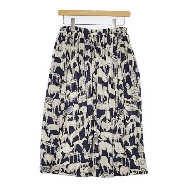 mina perhonen life puzzle スカート ウール 総柄 ya8507 ロングスカート ホワイト ネイビー レディース ミナペルホネン【中古】5-1126T∞ mina perhonen（ミナペルホネン） mina perhonen life puzzle スカート