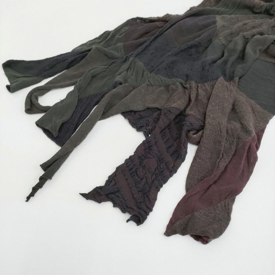 JURGEN LEHL リンクス編み ウールコットン ストール ワインレッド カーキ レディース ヨーガンレール【中古】5-1115T♪ ヨーガンレール（JURGEN LEHL） リンクス編み ウールコットン ストール