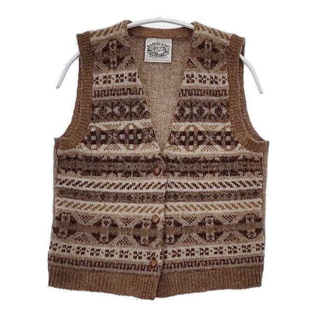 未使用に近い　ジャミーソンズ　フェアアイル　ニットベスト　ブラウン Jamieson's フェアアイル ウール ノースリーブニット ベスト ブラウン