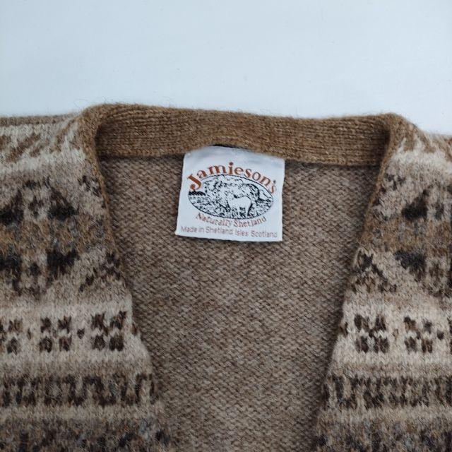 未使用に近い　ジャミーソンズ　フェアアイル　ニットベスト　ブラウン Jamieson'sジャミーソンズ フェアアイルVネックベスト コーヒー