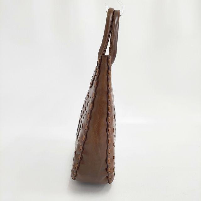 HENRY CUIR 革 レザー パンチング トートバッグ ブラウン アンリークイール 6-0201G 275255