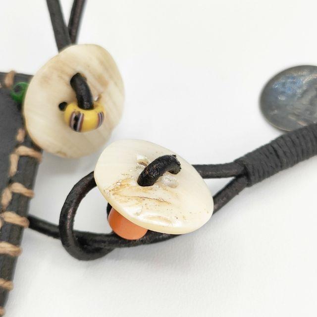 HENRY CUIR アンリークイール　ネックレス　レザー　ビーズ HENRY CUIR 革 レザー ビーズ シェル ネックレス ブラック アンリー