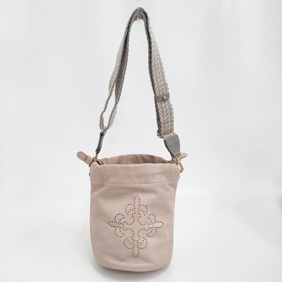 russet ソフトレザー巾着 パンチング 2way ショルダーバッグ 24SS ピンク レディース ラシット【中古】5-1121G♪ russet（ラシット） ソフトレザー巾着 パンチング 2way ショルダー