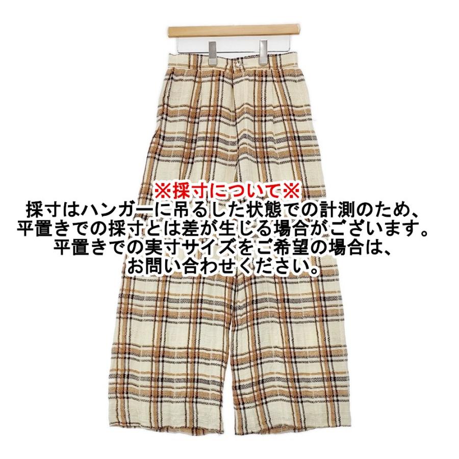 パンツ saki saqui チェック柄 リネン ワイドパンツ サイズ38 日本製 パンツ