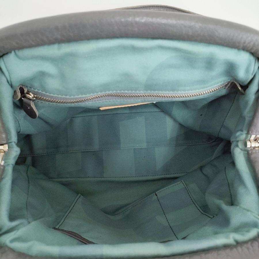 soutiencollar しっくりバッグ レザー がま口 ハンドバッグ グレー