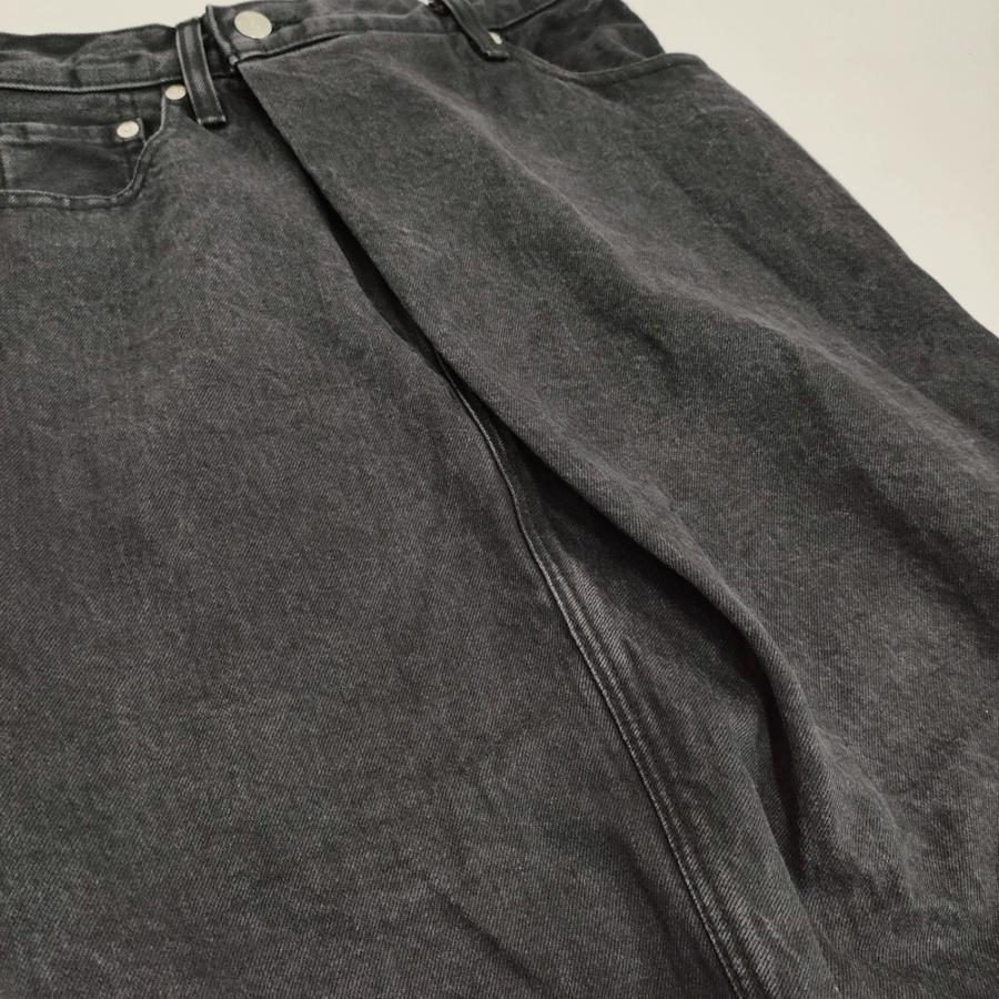 HYKE（ハイク） HYKE 70 USED WASH BLACK DENIM MIDI SKIRT サイズ1