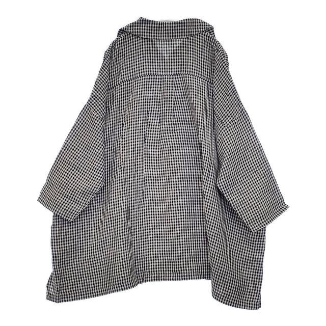 ⭐︎美品nest Robeネストローブリネンギンガムウィングカラービッグシャツ⭐︎ nest Robe（ネストローブ） リネンギンガムウィングカラービッグシャツ
