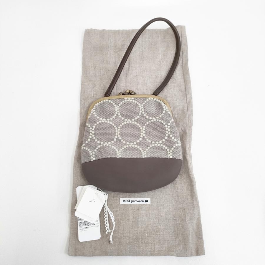 mina perhonen cuddle bag tambourine カドルバッグ レザー 牛革 ハンドバッグ グレー ブラウン ミナペルホネン 6-0114G 278831