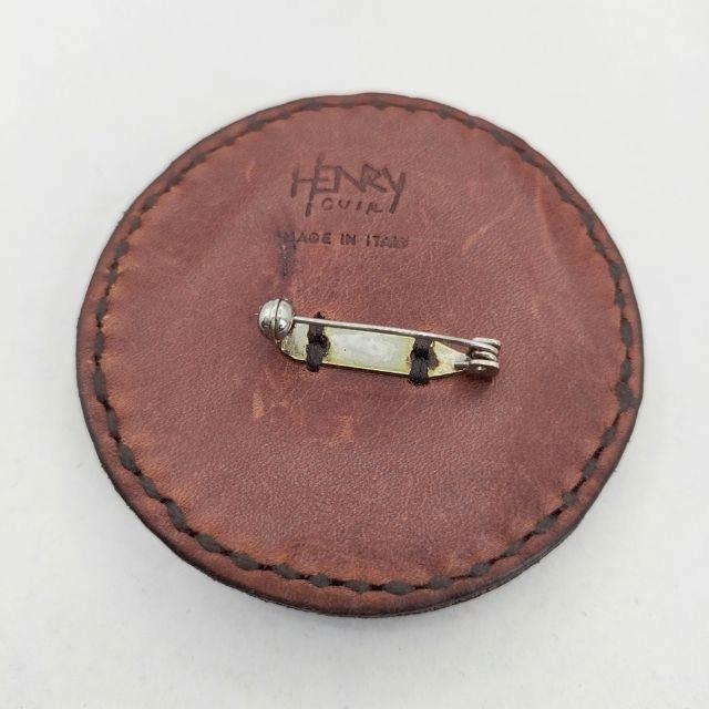 HENRY CUIR ターコイズ レザー GLYCINE ブローチ ターコイズ ブラウン アンリークイール 6-0221G 279483