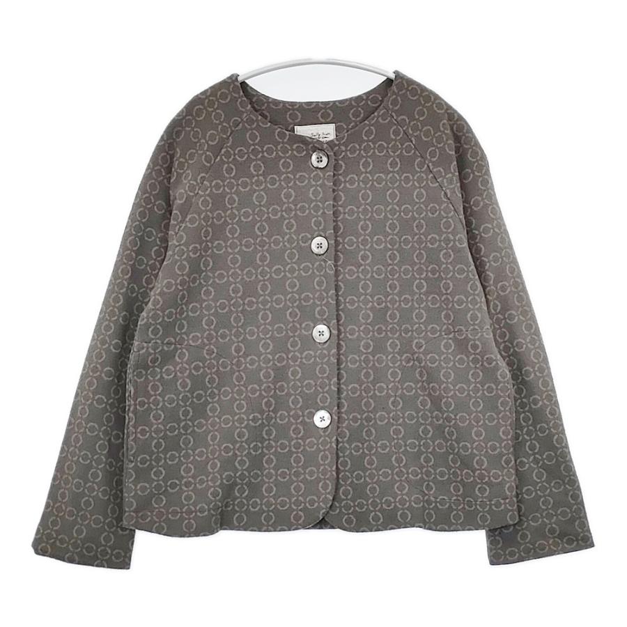 【美品】サリースコット　サークル柄　カーディガン ジャケット グレー 総柄 Sally Scott 57-81-9831 03-62 ウール 総柄 サイズM ノーカラー
