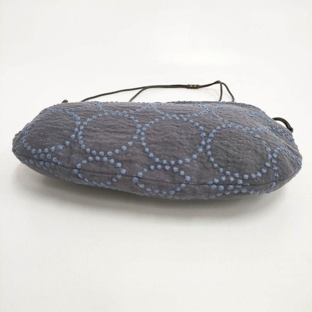 mina perhonen tambourine coupe bag クッペバッグ us9580 刺繍 ショルダーバッグ ブルーグレー レディース ミナペルホネン【中古】6-0412G∞ mina perhonen（ミナペルホネン） mina perhonen tambourine coupe bag