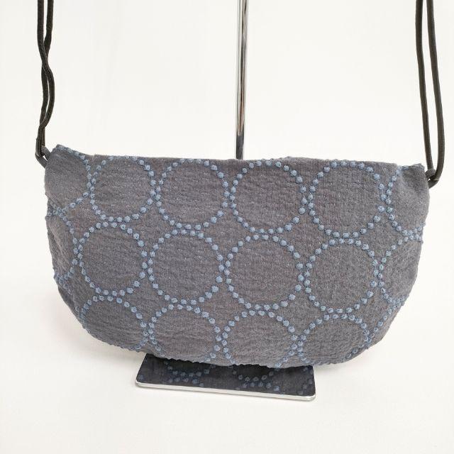 mina perhonen tambourine coupe bag クッペバッグ us9580 刺繍 ショルダーバッグ ブルーグレー レディース ミナペルホネン【中古】6-0412G∞ mina perhonen（ミナペルホネン） mina perhonen tambourine coupe bag
