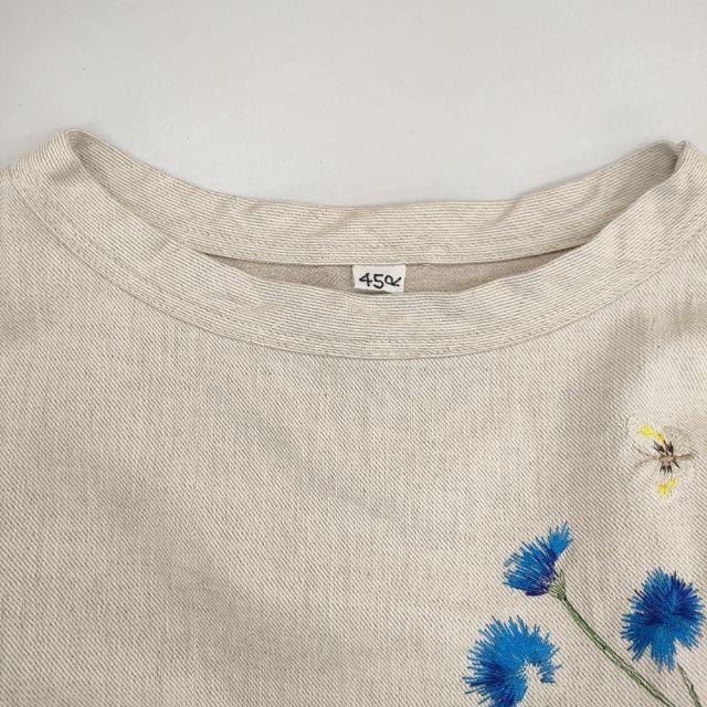 45R/45rpm 綿麻ざっくりデニムの刺繍ドレス 定価82500円 ワンピース ベージュ フォーティーファイブアールピーエム 6-0416M 280389_2