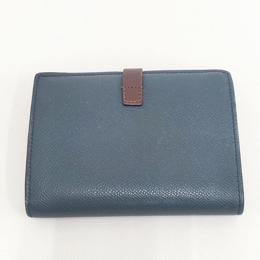 CELINE 104813AI5.07AY ミディアムマルチファンクション 二つ折り財布 バイカラー Abyss Blue レザー 二つ折り財布 ネイビー ボルドー レディース セリーヌ【中古】6-0306G◎ CELINE 104813AI5.07AY ミディアムマルチファンクション 二つ折り財布