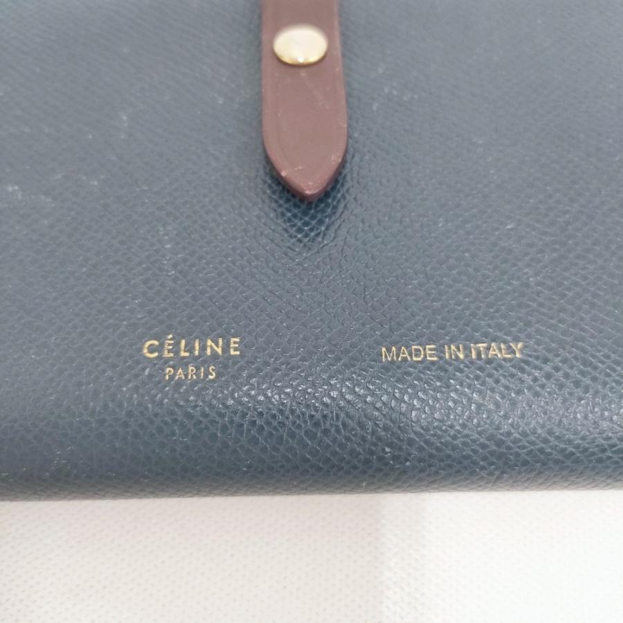 CELINE 104813AI5.07AY ミディアムマルチファンクション 二つ折り財布 バイカラー Abyss Blue レザー 二つ折り財布 ネイビー ボルドー レディース セリーヌ【中古】6-0306G◎ CELINE 104813AI5.07AY ミディアムマルチファンクション 二つ折り財布
