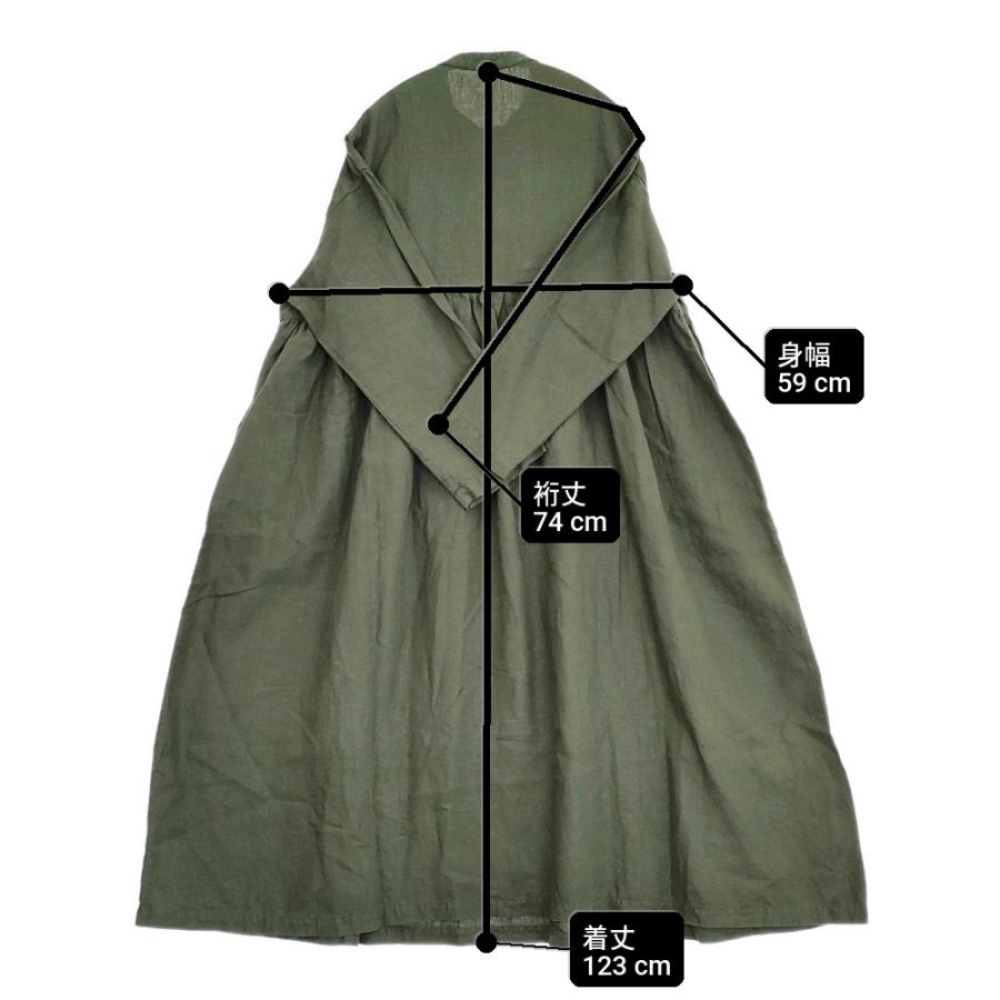 nest Robe リネンワンピース グリーン nest Robe（ネストローブ） リネンバンドカラーギャザーワンピース