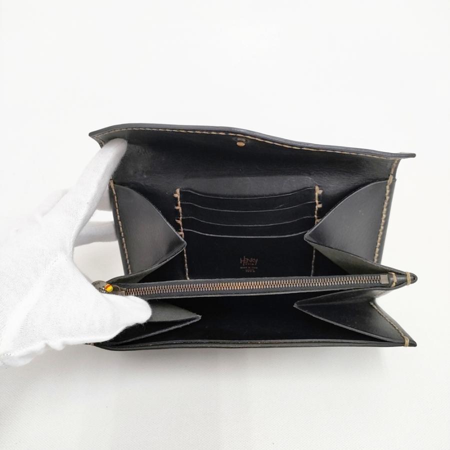【美品】HENRY CUIR アンリークイール ☆長財布 JUMBO 保存袋付き HENRY CUIR ロングウォレット レザー 革 犬 刺繍 長財布 ブラック