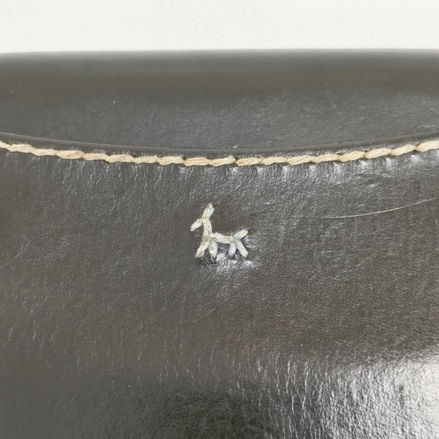 HENRY CUIR ロングウォレット レザー 革 犬 刺繍 長財布 ブラック