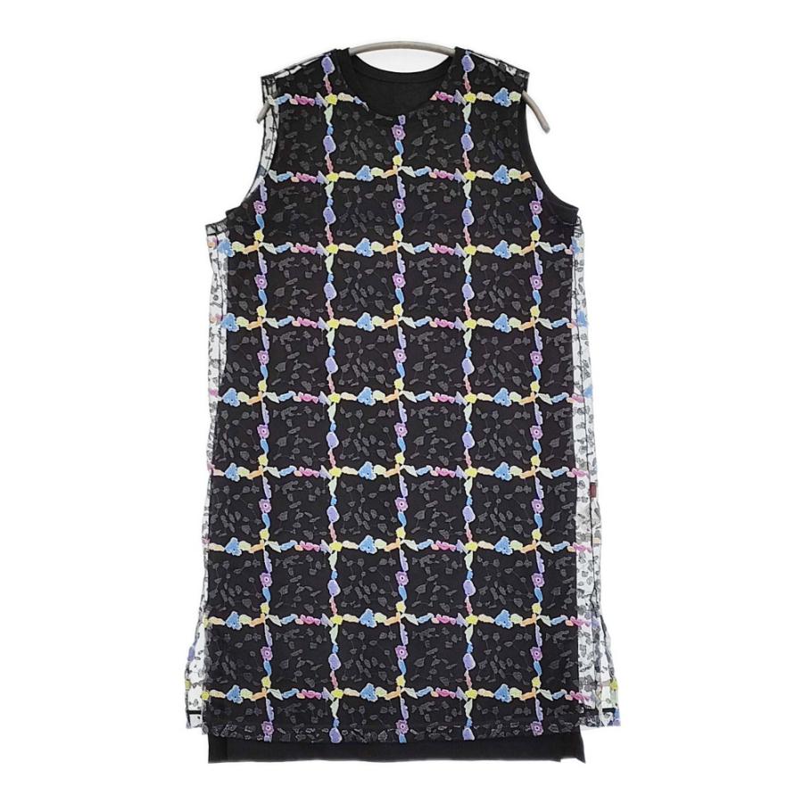【美品】 ISSEY MIYAKE HaaT ノースリーブワンピース 刺繍　2 ISSEY MIYAKE（イッセイミヤケ） Haat ISSEY MIYAKE 刺繍 チュール