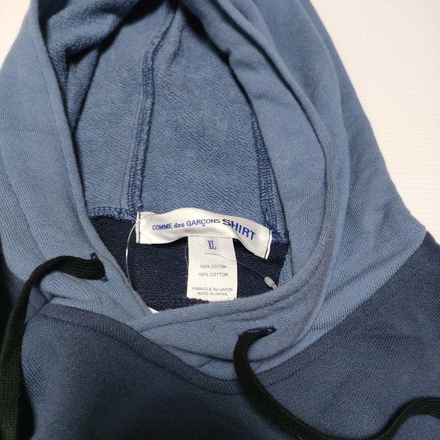 COMME des GARCONS SHIRT パネル切り替え XL パーカー AD2021 ブルー 