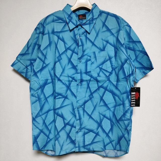 MASSES 新品 SHADOW G SHIRT 定価19000円 総柄 半袖シャツ ブルー
