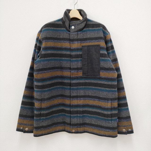 patagonia フェルテッドジャケット 27450FA13 ボーダー サイズL スタンドカラー ジャケット グレー ブルー ブラウン メンズ パタゴニア【中古】4-0111T◎ patagonia（パタゴニア） フェルテッドジャケット 27450FA13 ボーダー