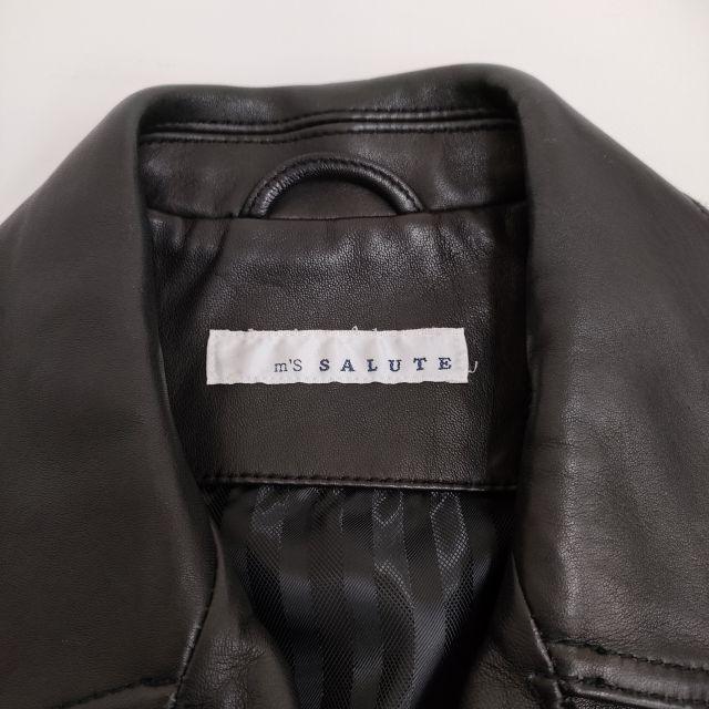 m's salute レザージャケット 羊革 シープスキン ダブル サイズ44 ライダースジャケット ブラック メンズ エムズサルート【中古】4-0124T♪ m's salute レザージャケット 羊革 シープスキン ダブル サイズ44