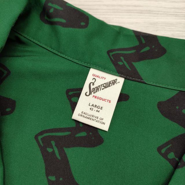 sportswear PEANUTS オープンカラー 開襟 サイズL 半袖シャツ グリーン