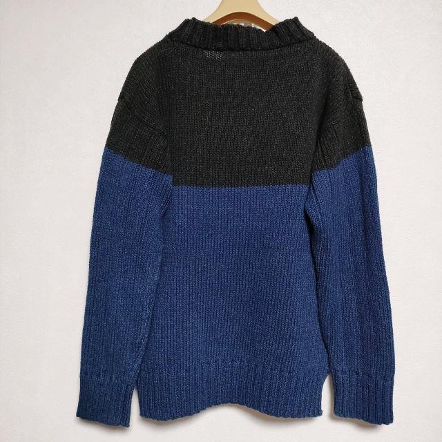 Deck Hand コットン セーター バイカラー 34 ニット ブラック ブルー 