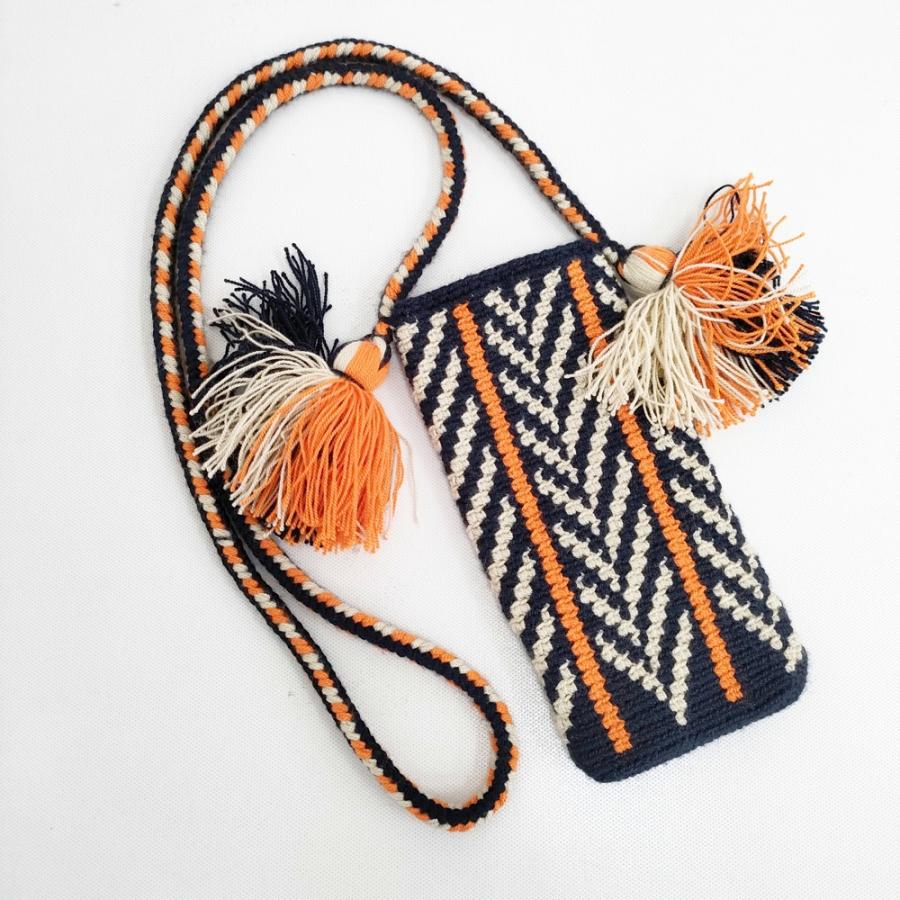 MARNI 24AW クロシェット ニット タッセル スマホショルダー ショルダーバッグ ネイビー オレンジ マルニ 5-0210G F98861