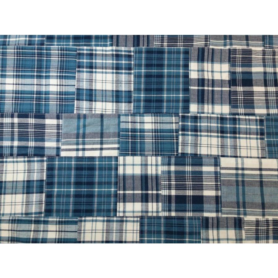 生地 チェック柄 パッチワーク ブルー 綿100％ インド : 生地の恵比寿