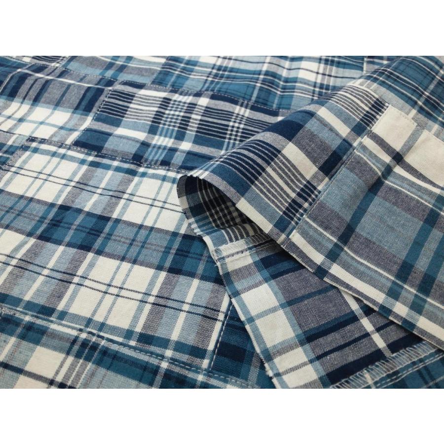 生地 チェック柄 パッチワーク ブルー 綿100％ インド : 生地の恵比寿