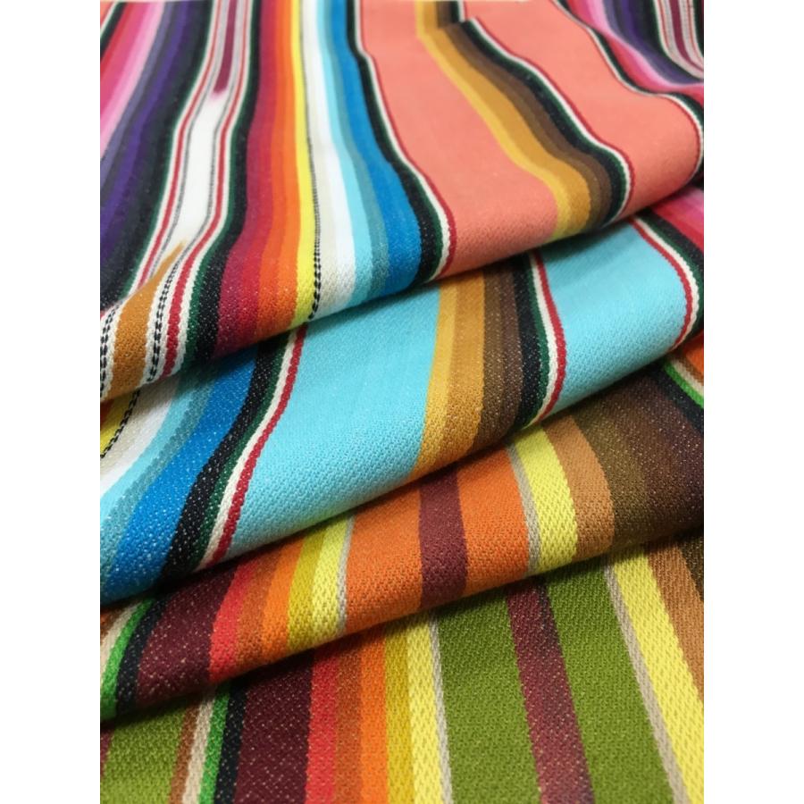 生地 メキシカン マルチストライプ カラフル カスリ 綿100％ インド