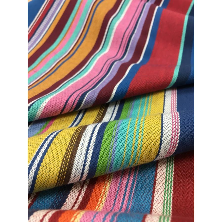生地 メキシカン マルチストライプ カラフル 綿100％ インド : 生地の