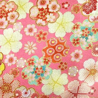 和柄生地 ピンク系 華やかな絵柄に華々