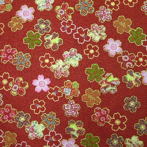 生地 綿ちりめん エンボス 和柄 中柄さくら柄 赤 和柄生地 ちりめん チリメン 手芸 布 綿 a 生地net 通販 Yahoo ショッピング