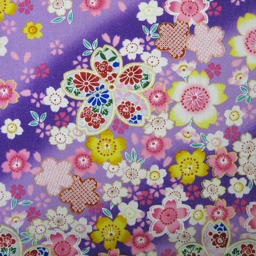 和柄生地 布 桜満開柄(紫) 生地 手芸 綿 1m単位 : 生地net 和柄生地 布 桜満開柄(紫) 生地 手芸 綿 1m単位 : 生地net