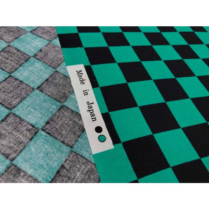 和柄生地 市松柄 グリーンxブラック 選べる大 小 2種類 ブロード 7137 生地net 通販 Yahoo ショッピング