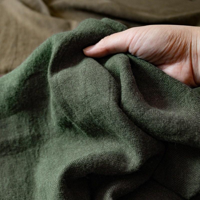 リネンウールのもんぺ　カーキグリーン　短め Farmers' MONPE Muji Earth/厚地/モスグリーン/うなぎの寝床 – GOOD