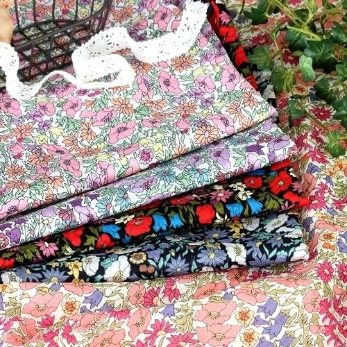 400円OFFクーポン配布】リバティ風 綿80ローン生地 ラティフラワー  