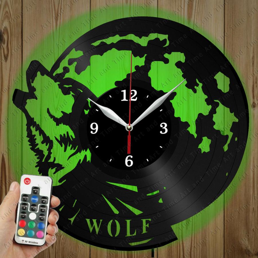 掛け時計 LED Vinyl Clock Wolf Wall Decor Art Original Gift 376 : 華商店 - 通販 ...