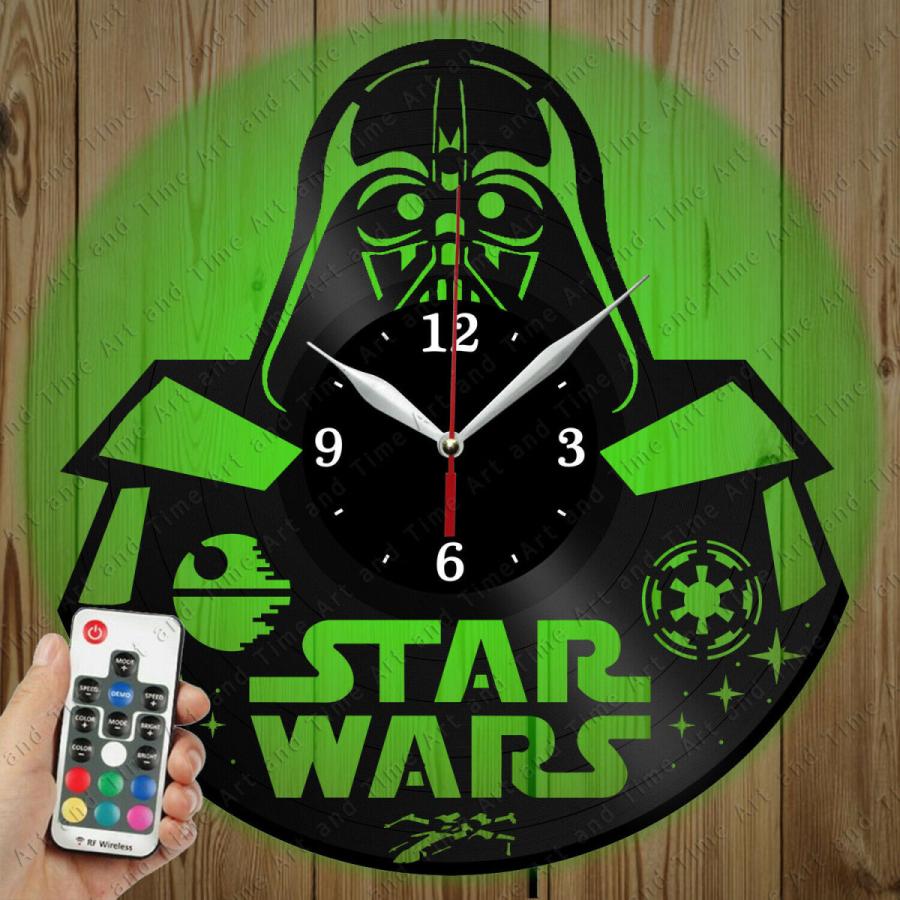 【クーポン対象外】 掛け時計 LED 133 Gift Original Clock Art Decor Wall LED Vader Darth Clock Vinyl 掛け時計、壁掛け時計