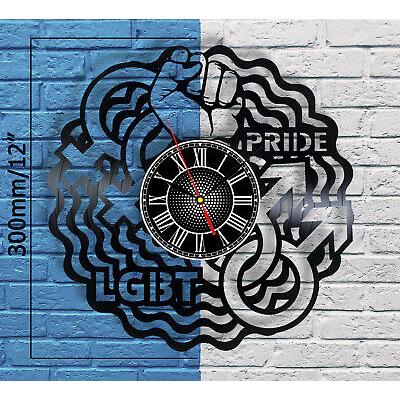 掛け時計 LGBT Pride Flag Vinyl Record Wall Clock LGBTQIA Art Gay Trans ...