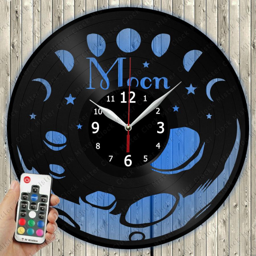 掛け時計 LED Clock Moon LED Light Vinyl Record Wall Clock LED Wall Clock 1740