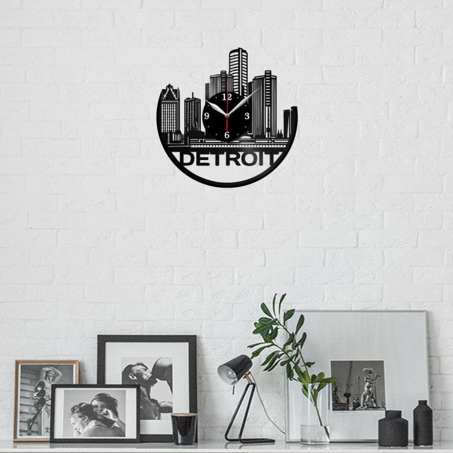 掛け時計 Vinyl Clock Detroit City Original Art Home Decor Handmade Gift ...
