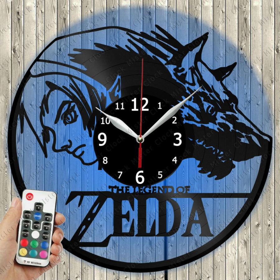 掛け時計 LED Clock Zelda LED Light Vinyl Record Wall Clock LED Wall Clock