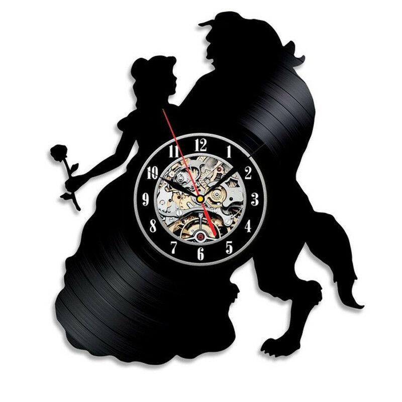 掛け時計 Beauty and The Beast Wall Clock Modern Design Clocks Vinyl Watch ...